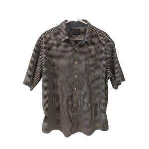 Black White Gingham Button Down Short Sleeve Shirt Mason James size XL
